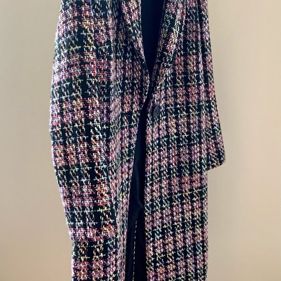 Halogen One-Button Coat (Black/Multi Color) - Picture 10 of 11